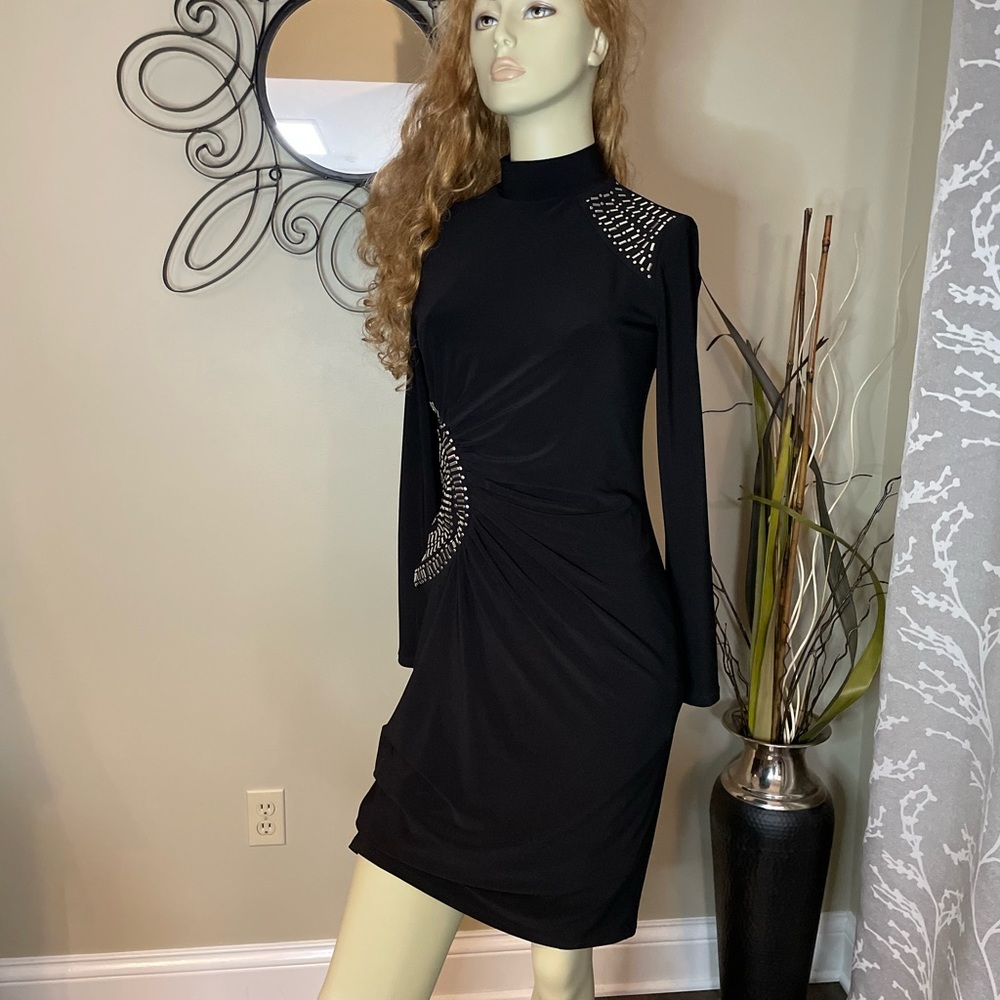 Frank Lyman Design Size 4 Silver stud Black Cocktail Dress